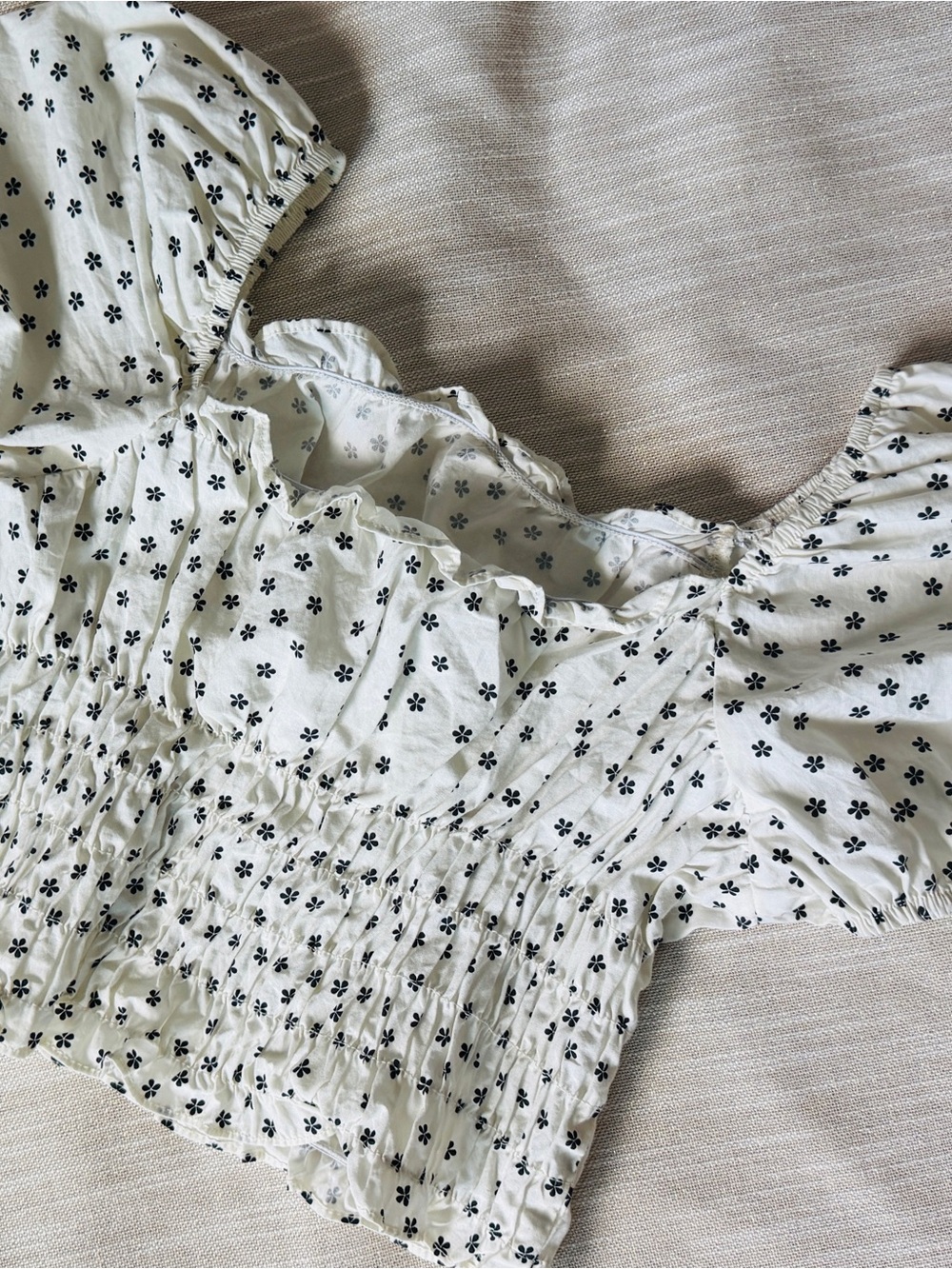 Zara Crop Top with Black Floral Print